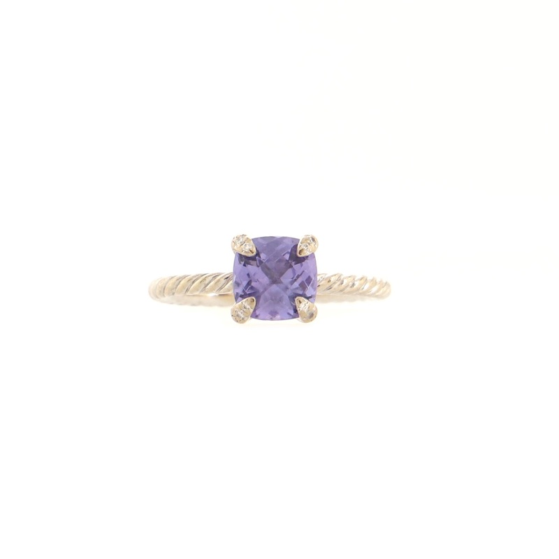 Chatelaine Ring 18K White Gold with Diamonds and Tanzanite 7mm S744817034363