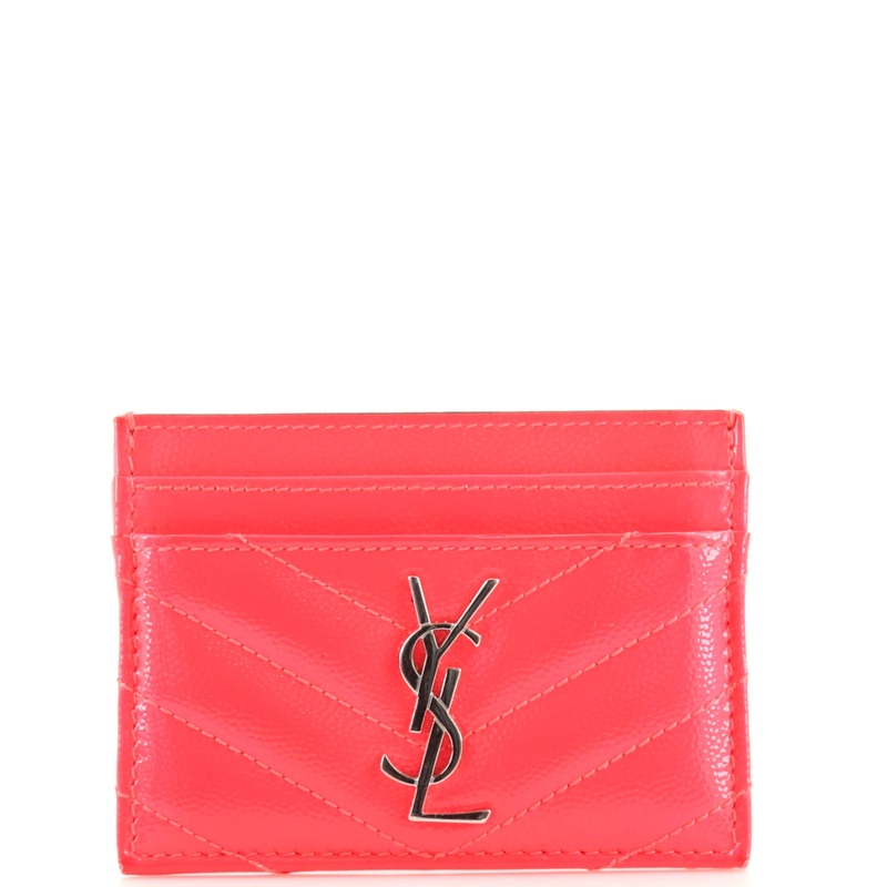 Classic Monogram Card Holder Matelasse Chevron Patent S744817037775