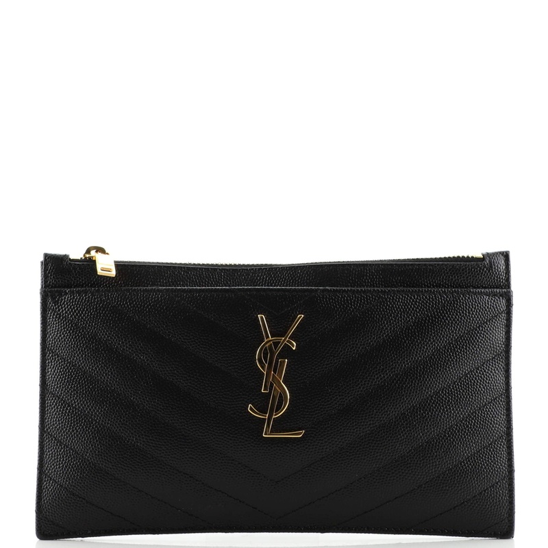 Classic Monogram Zip Bill Pouch Matelasse Chevron Leather Medium S744817035862