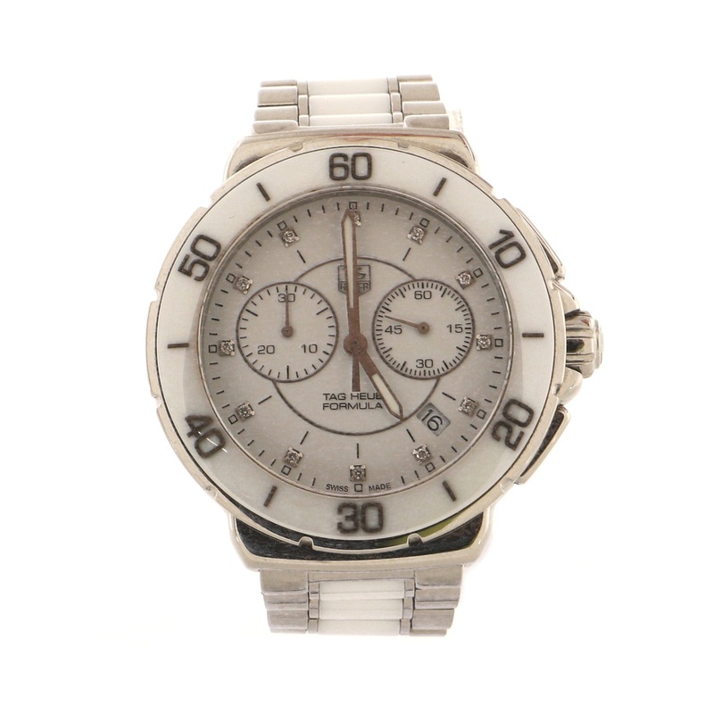 Formula 1 Chronograph Quartz Watch Stainless Steel and Ceramic with Diamond Markers 41 S744817034536