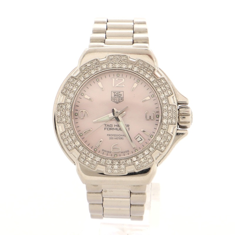 Formula 1 Professional Quartz Watch Stainless Steel with Diamond Bezel and Mother of Pearl 37 S744817035572