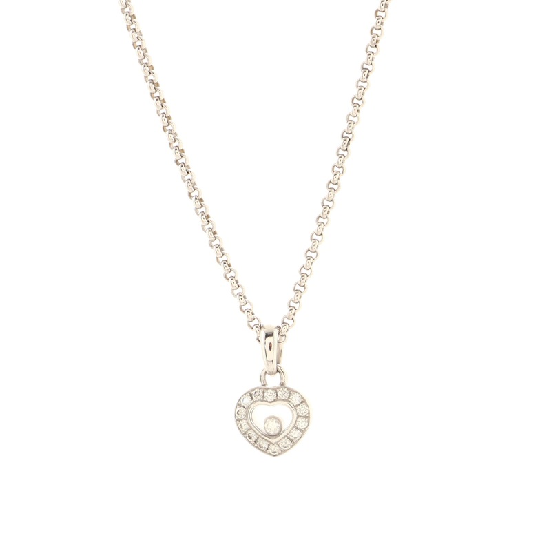 Happy Diamonds Heart Pendant Necklace 18K White Gold and Diamonds S744817039066