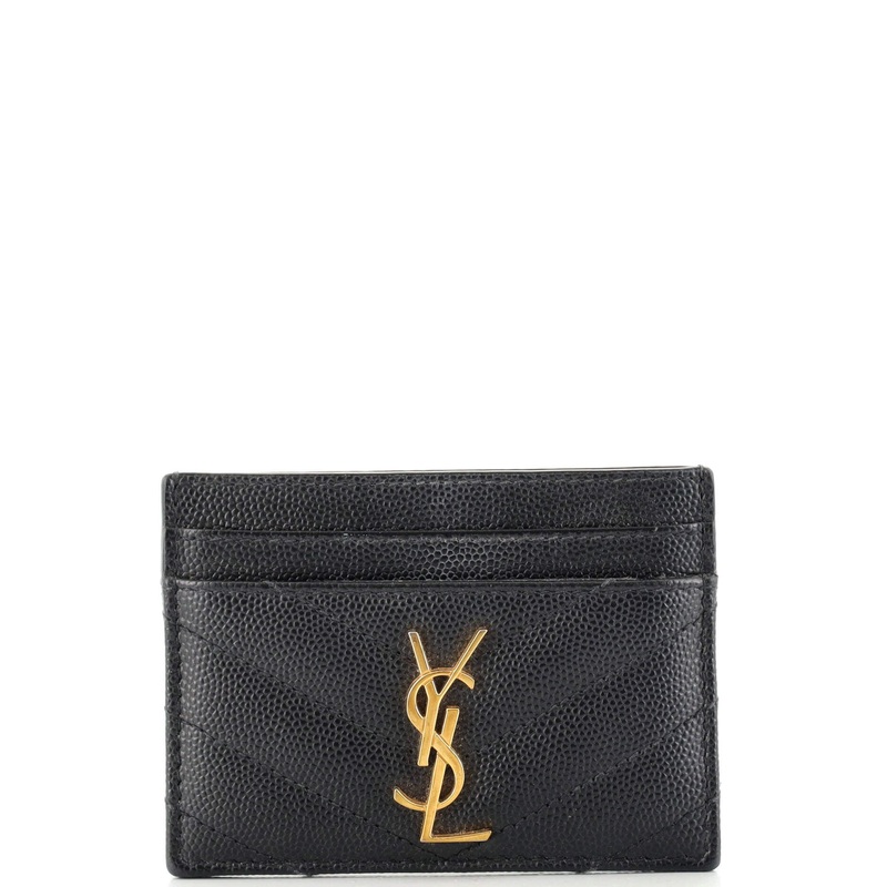 Classic Monogram Card Holder Matelasse Chevron Leather S744817034284