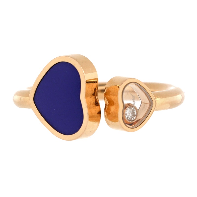 Happy Hearts Ring 18K Rose Gold and Lapis Lazuli with 1 Floating Diamond S744817032104