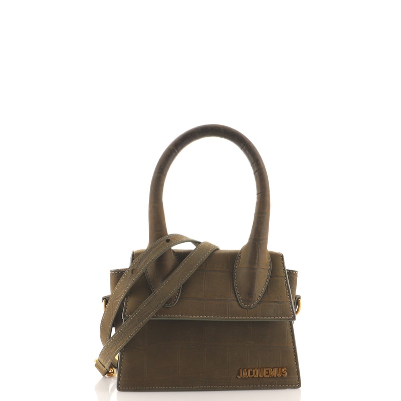 Le Chiquito Moyen Bag Crocodile Embossed Suede S744817029693
