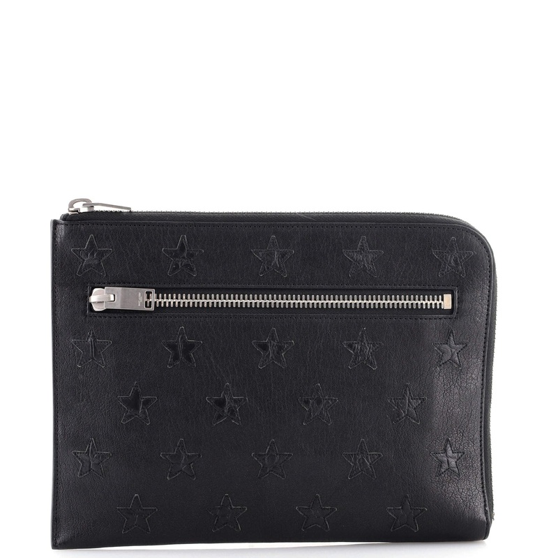 Stars Zip Pocket Pouch Leather Small S744817030760