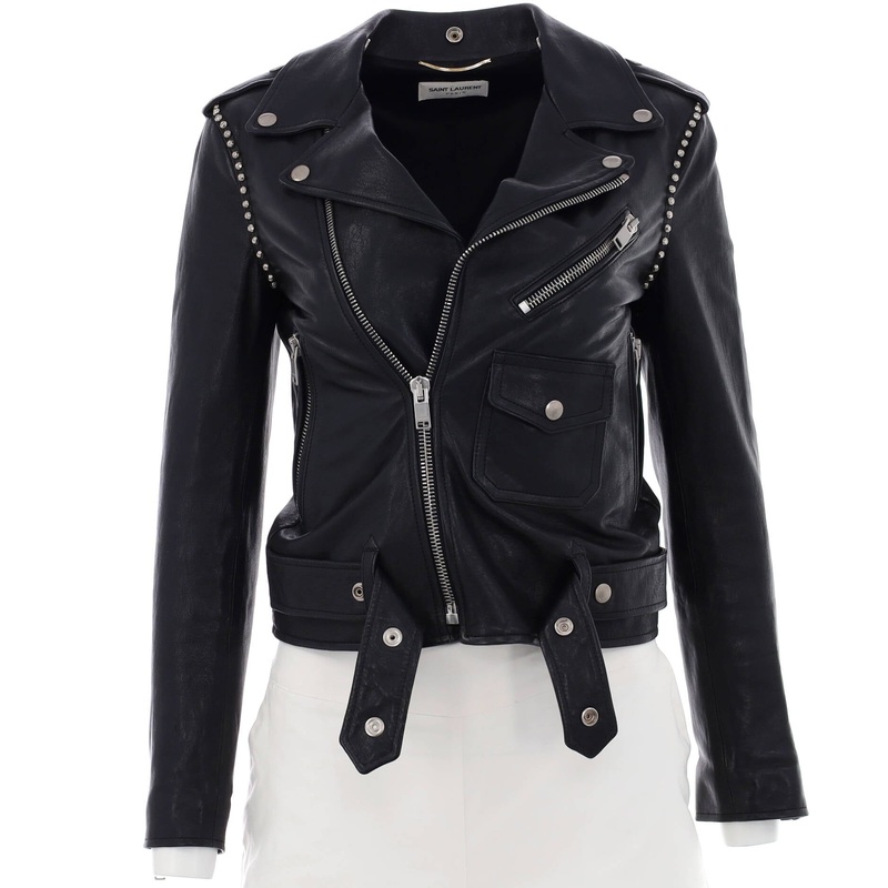 Women’s Biker Jacket Leather with Studded Detail S744817033898