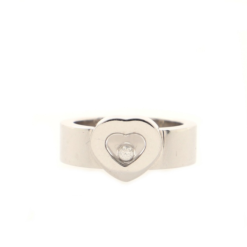Happy Diamonds 1 Diamond Heart Ring 18K White Gold with 1 Floating Diamond S744817027193