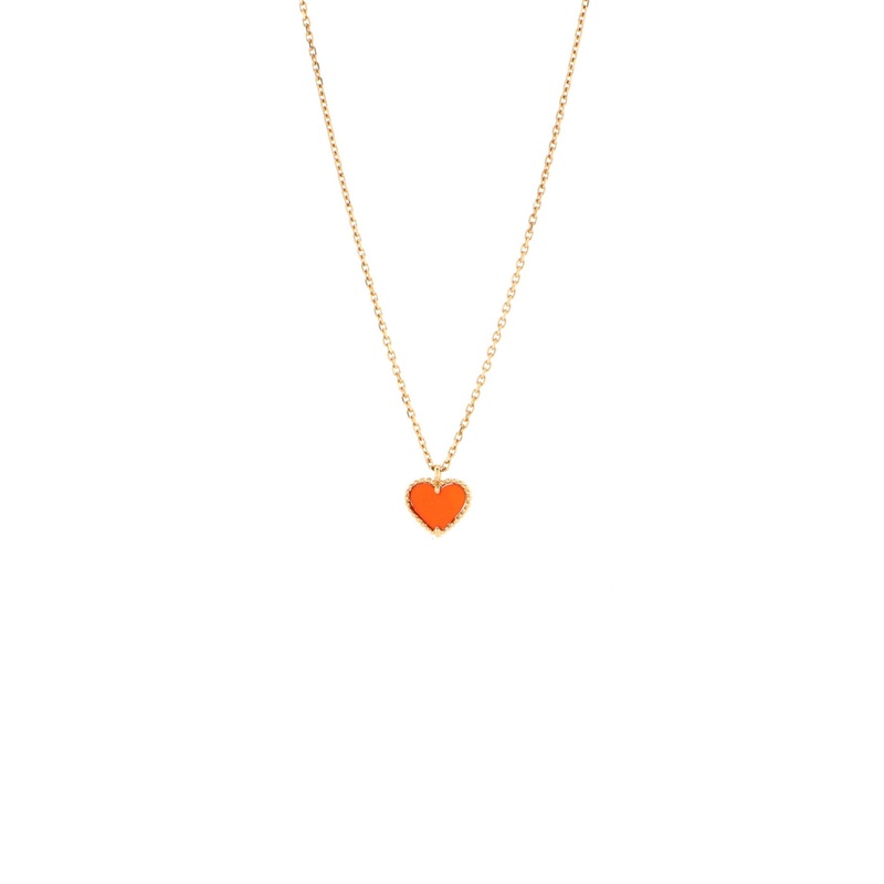 Sweet Alhambra Heart Pendant Necklace 18K Rose Gold and Carnelian S744817024127