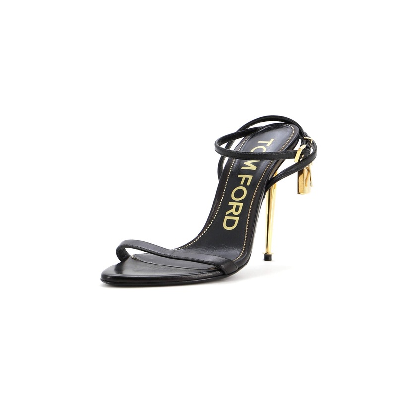 Women’s Padlock Pointy Naked Heeled Sandals Leather 105 S744817026499