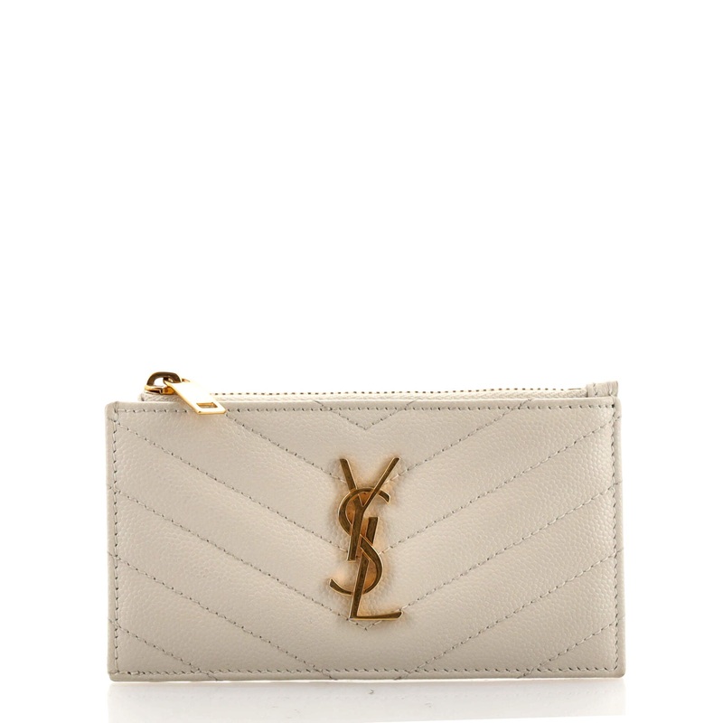 Monogram Fragments Zip Card Holder Matelasse Chevron Leather S744817022905