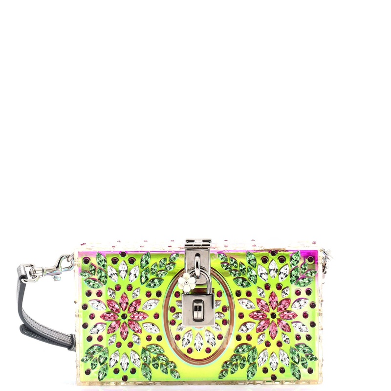 Box Clutch Crystal Embellished Plexiglass Small S744817018133
