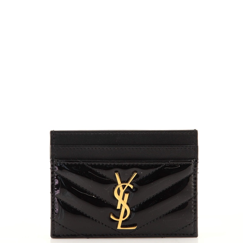 Classic Monogram Card Holder Matelasse Chevron Patent S744817017453
