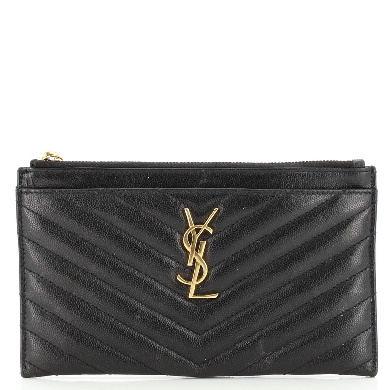 Classic Monogram Zip Bill Pouch Matelasse Chevron Leather Medium S744817013914