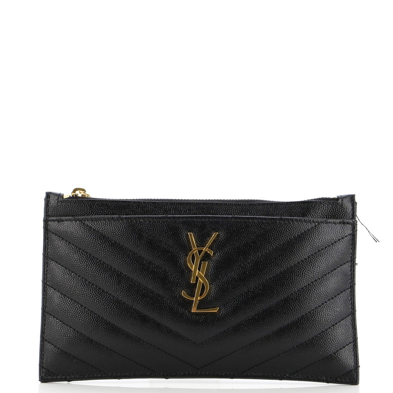 Classic Monogram Zip Bill Pouch Matelasse Chevron Leather Medium S744817018115