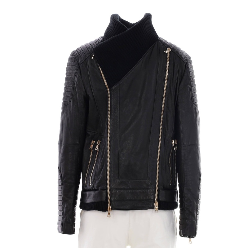 Men’s Moto Biker Jacket Leather and Cotton S744817014209