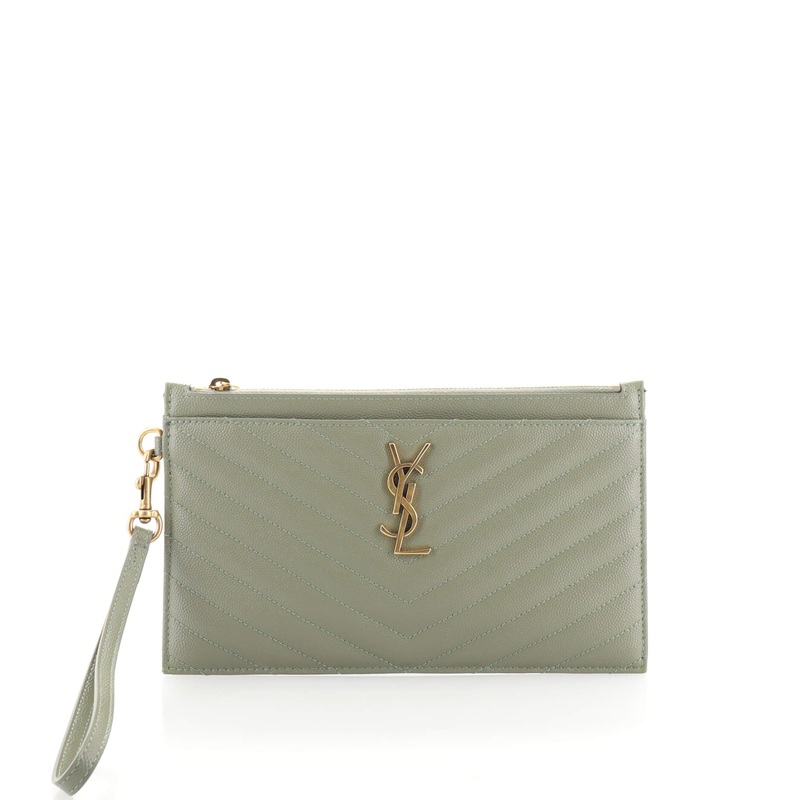 Classic Monogram Zip Bill Pouch Matelasse Chevron Leather Large S744817010494