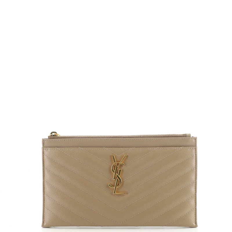 Classic Monogram Zip Bill Pouch Matelasse Chevron Leather Medium S744817008650