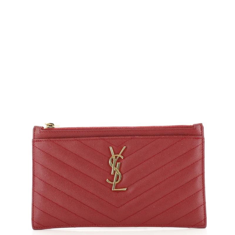 Classic Monogram Zip Bill Pouch Matelasse Chevron Leather Medium S744817010934