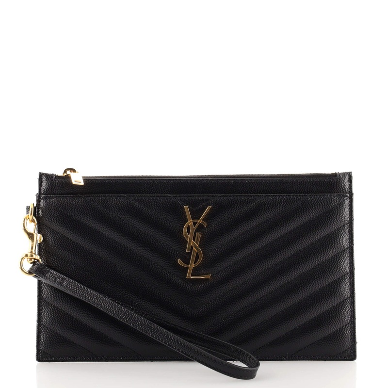 Classic Monogram Zip Bill Pouch Matelasse Chevron Leather Large S744816998640