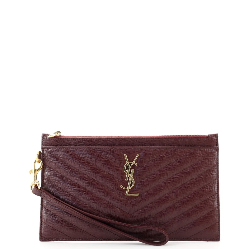Classic Monogram Zip Bill Pouch Matelasse Chevron Leather Large S744817001817