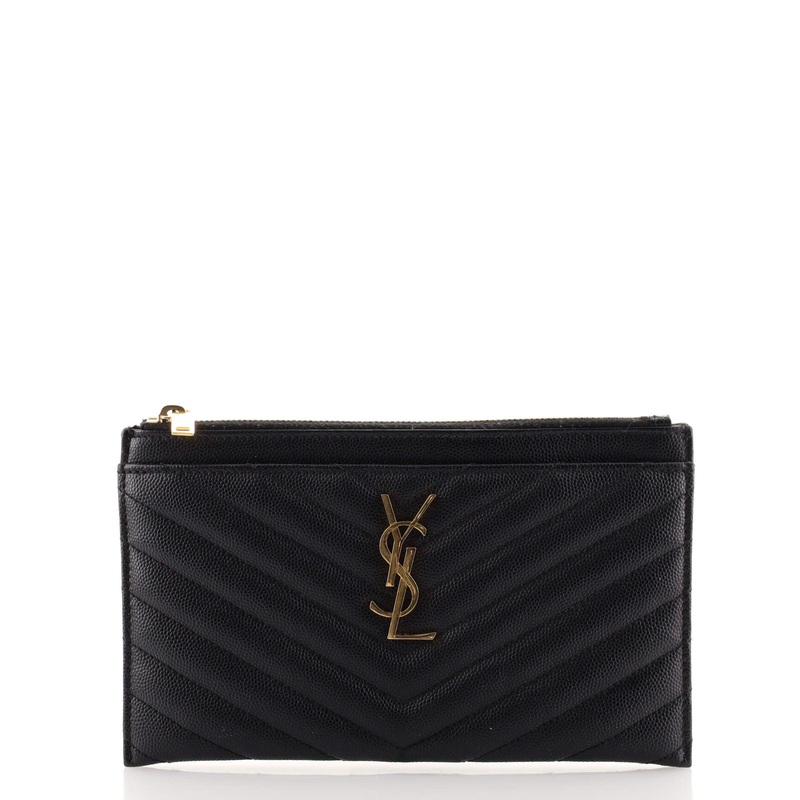 Classic Monogram Zip Bill Pouch Matelasse Chevron Leather Medium S744816997036