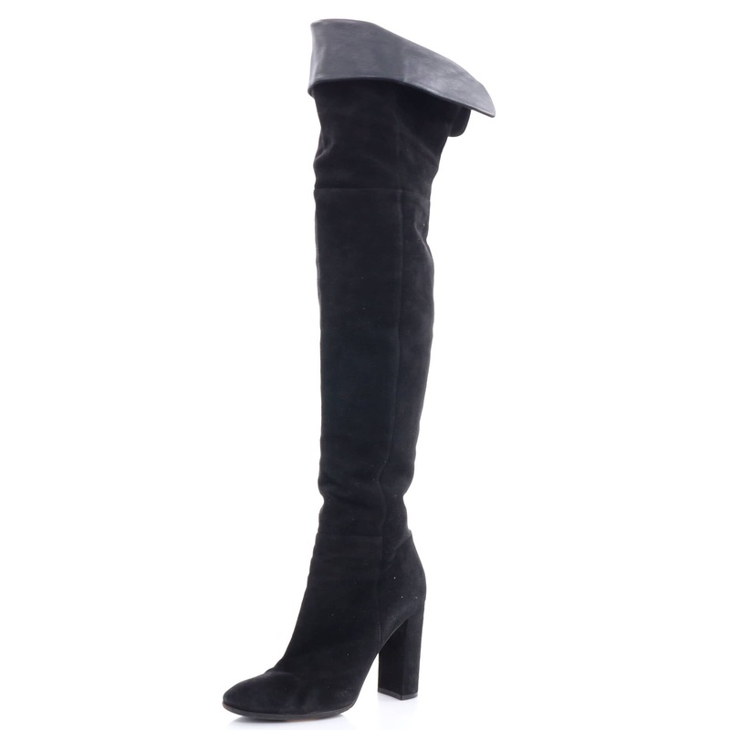 Women’s Thigh High Block Heel Boots Suede 85