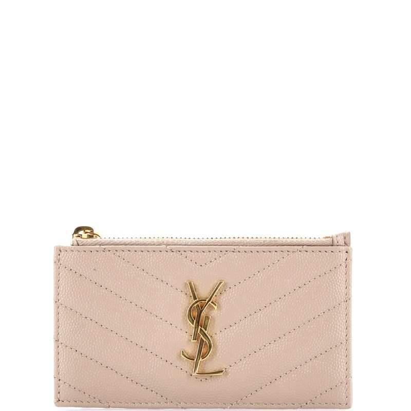 Monogram Fragments Zip Card Holder Matelasse Chevron Leather S744816995981