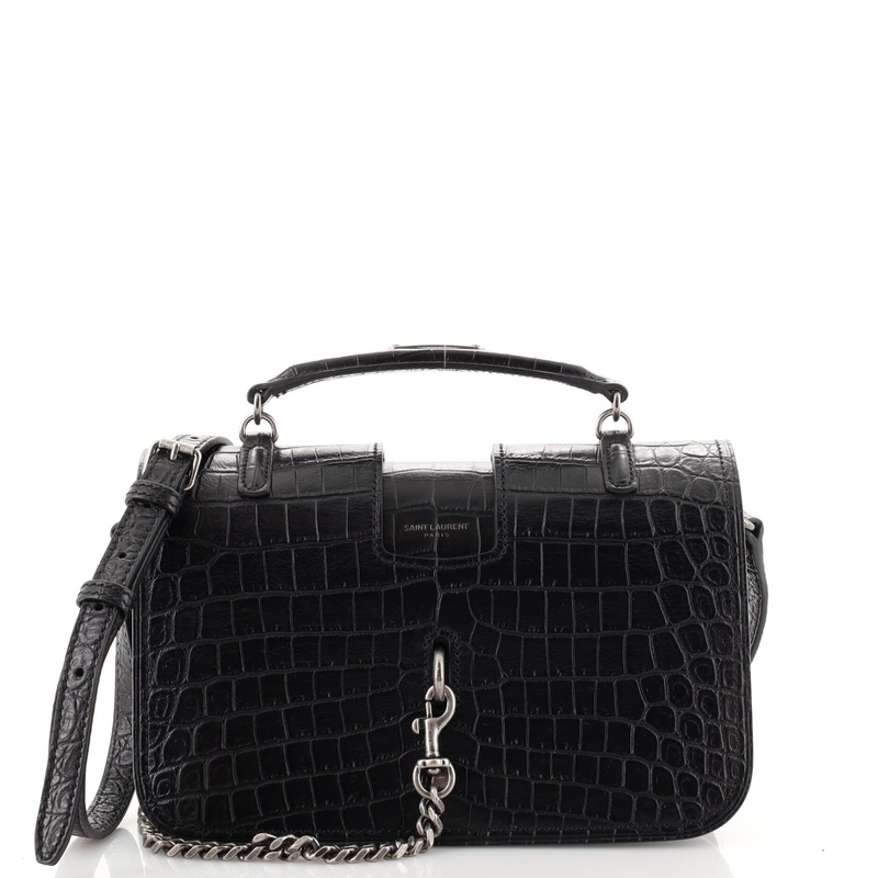 Charlotte Messenger Bag Crocodile Embossed Leather Medium