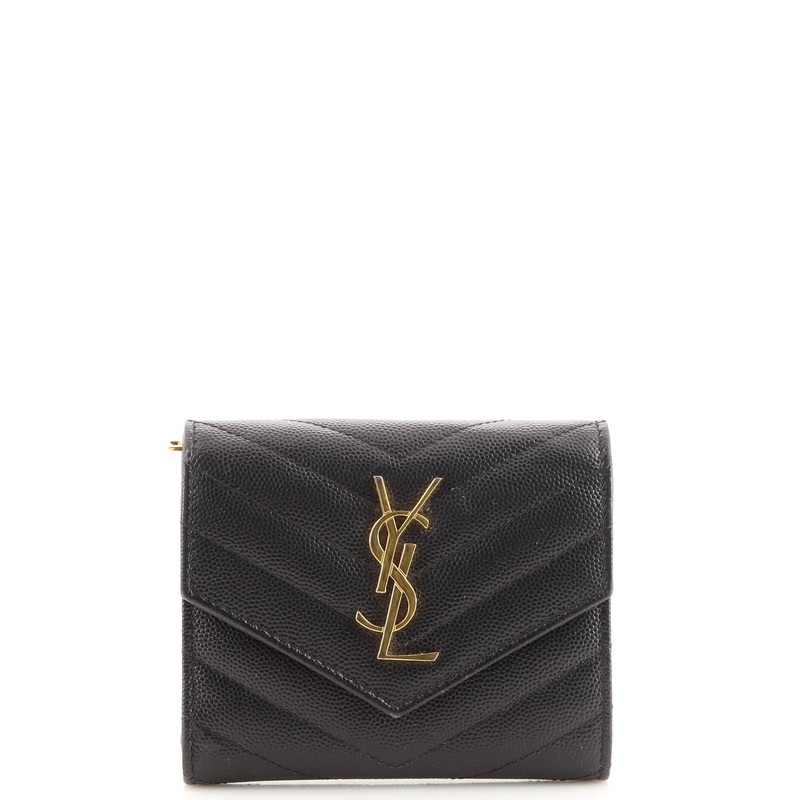 Classic Monogram Trifold Wallet Matelasse Chevron Leather S744816991094