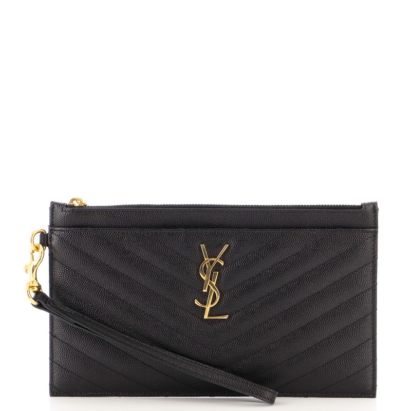 Classic Monogram Zip Bill Pouch Matelasse Chevron Leather Large S744816988316