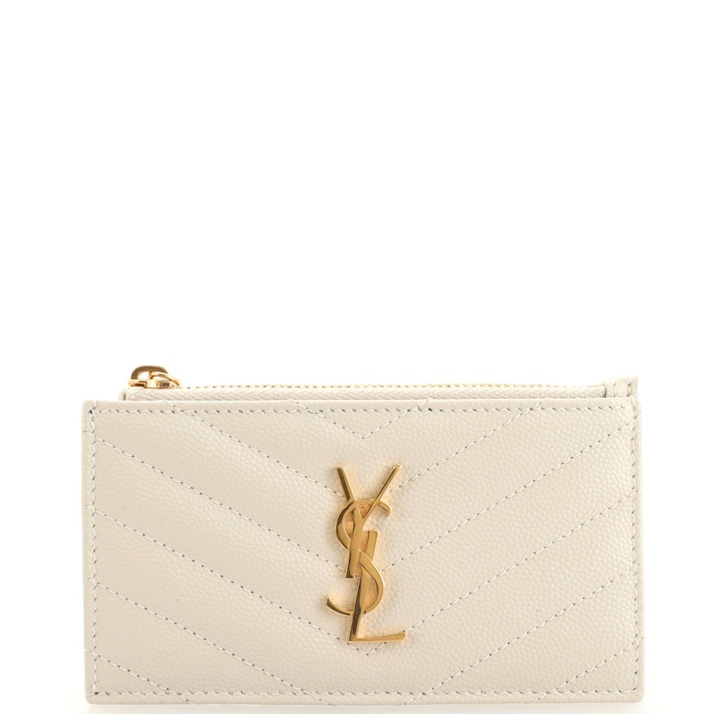Monogram Fragments Zip Card Holder Matelasse Chevron Leather S744816988261
