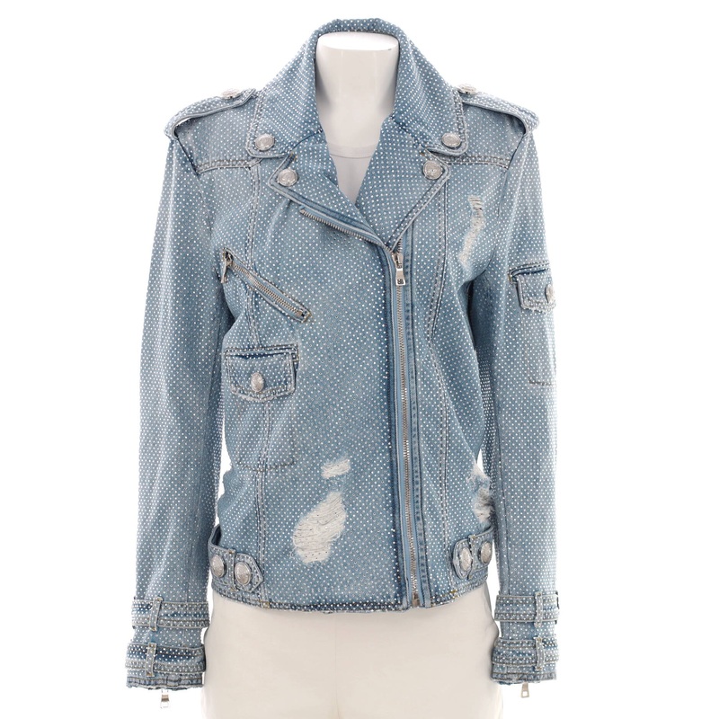 Women’s Biker Jacket Crystal Embellished Denim