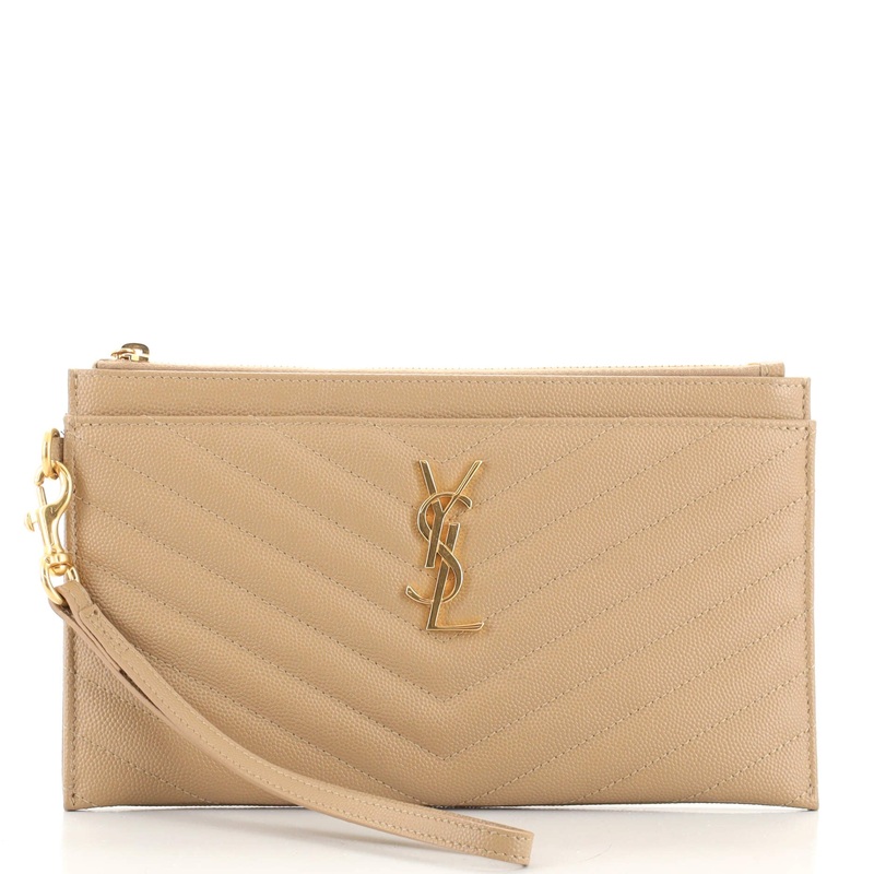 Classic Monogram Zip Bill Pouch Matelasse Chevron Leather Large S744816980360