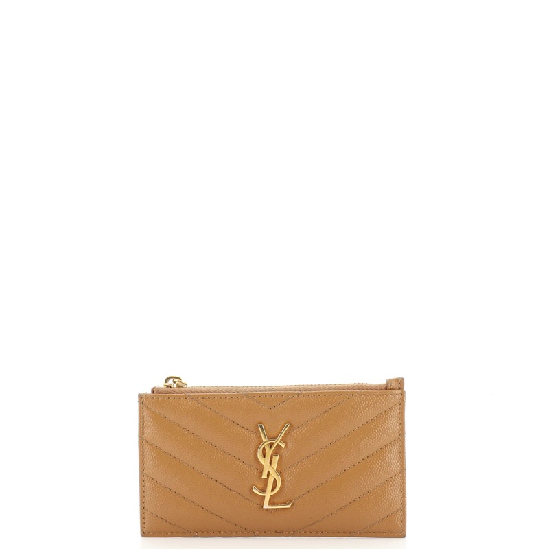 Monogram Fragments Zip Card Holder Matelasse Chevron Leather S744816980002