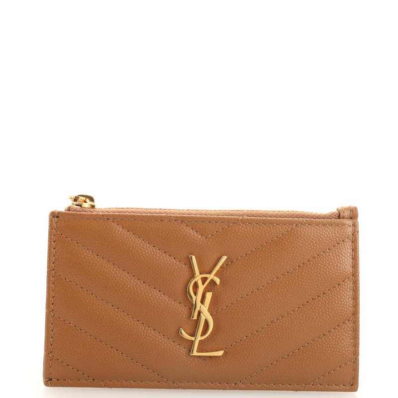 Monogram Fragments Zip Card Holder Matelasse Chevron Leather S744816980540