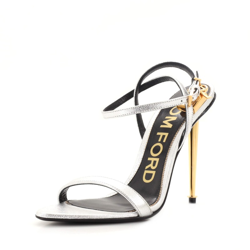 Women’s Padlock Pointy Naked Heeled Sandals Leather 105 S744816983746