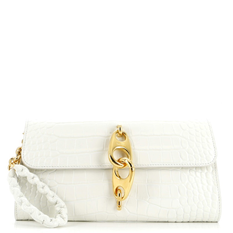 Carine Wristlet Clutch Crocodile Embossed Leather