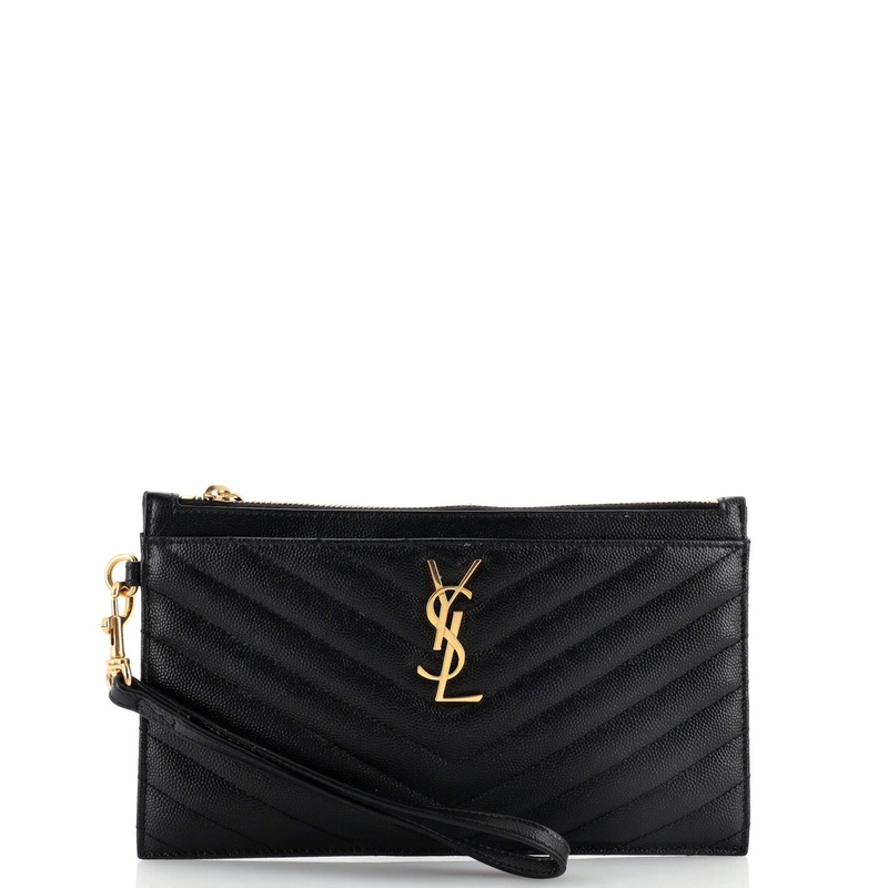 Classic Monogram Zip Bill Pouch Matelasse Chevron Leather Large S744816975214