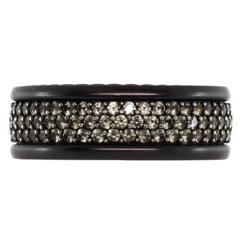 Streamline 3 Row Band Ring Titanium with Paved Grey Sapphires S744816975483