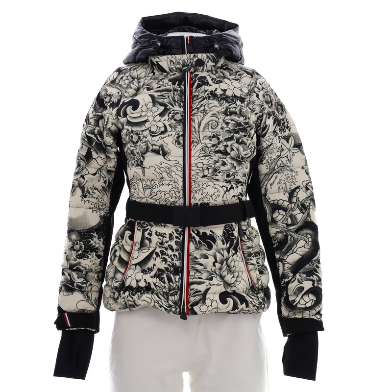 Women’s Grenoble Belted Puffer Jacket Quilted Printed Nylon with Down