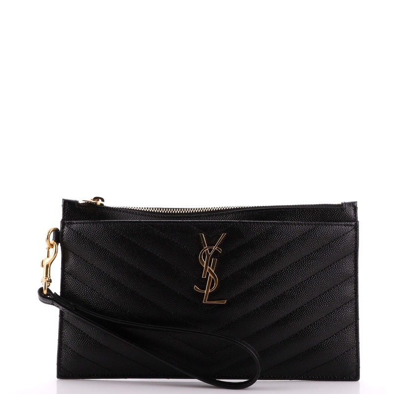 Classic Monogram Zip Bill Pouch Matelasse Chevron Leather Large S744816973110