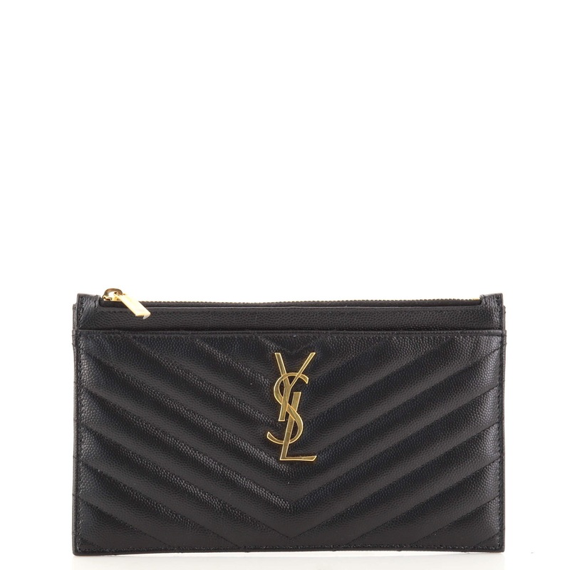 Classic Monogram Zip Bill Pouch Matelasse Chevron Leather Medium S744816970723
