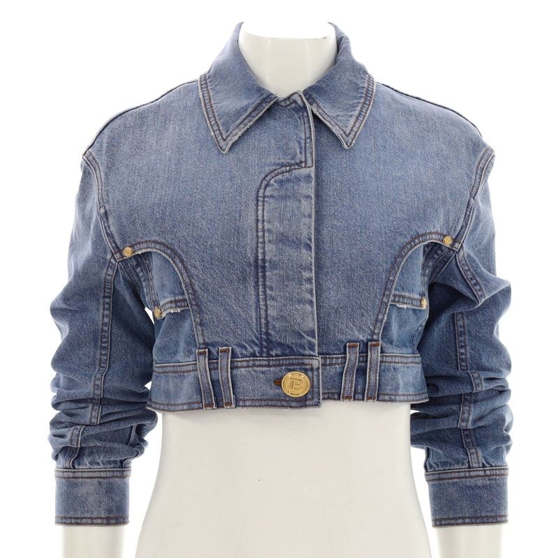 Women’s Cropped Button Up Jacket Denim