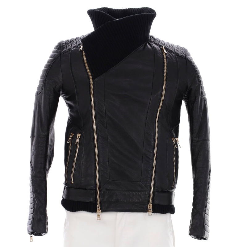 Men’s Moto Biker Jacket Leather and Cotton S744816960629