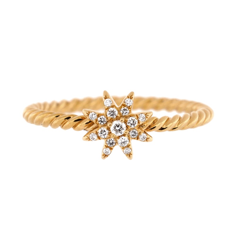 Starburst Cable Ring 18K Yellow Gold with Diamonds Petite