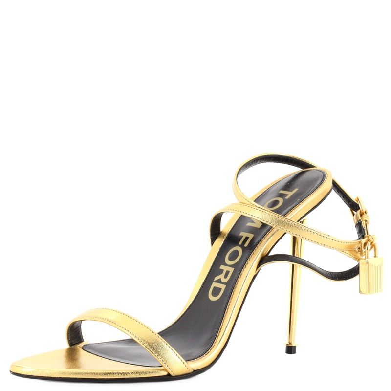 Women’s Padlock Pointy Naked Heeled Sandals Leather 105 S744816961231