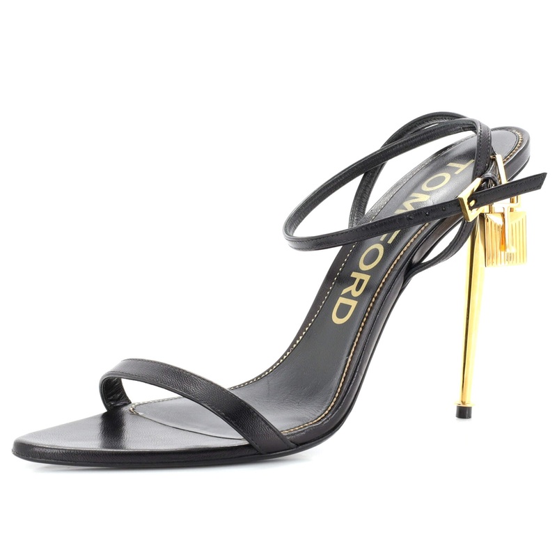 Women’s Padlock Pointy Naked Heeled Sandals Leather 105 S744816964185