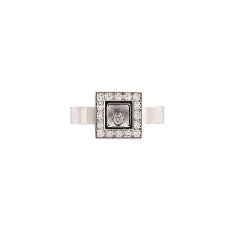 Happy Diamonds Square Ring 18K White Gold and Diamonds S744816954756