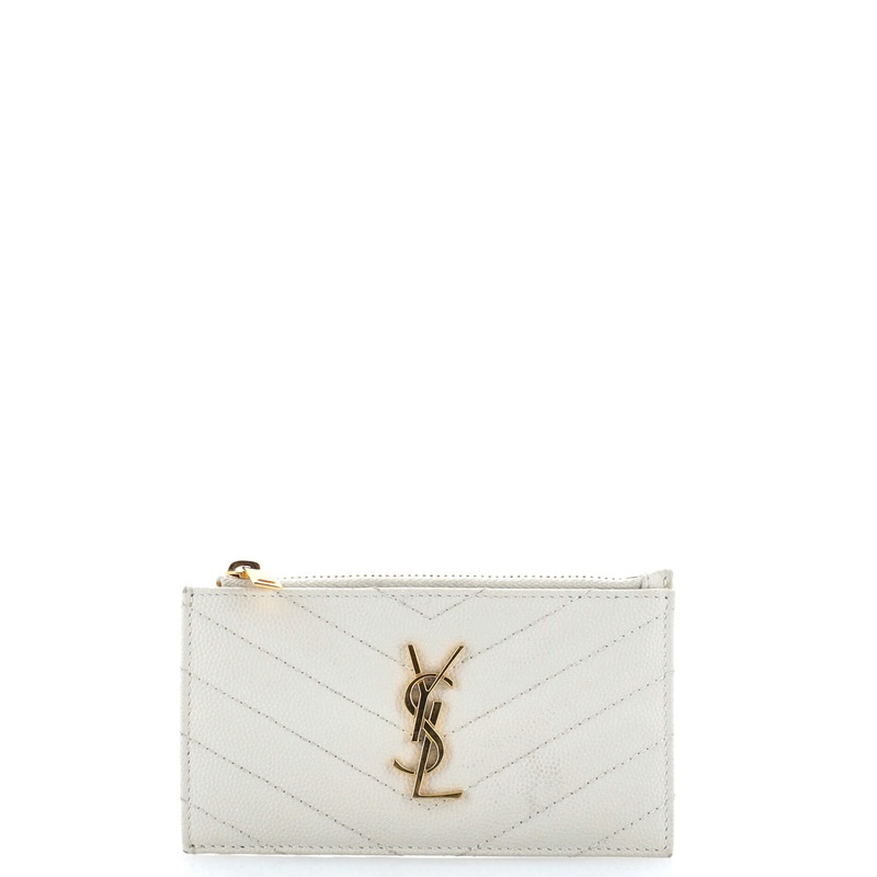 Monogram Fragments Zip Card Holder Matelasse Chevron Leather S744816951676
